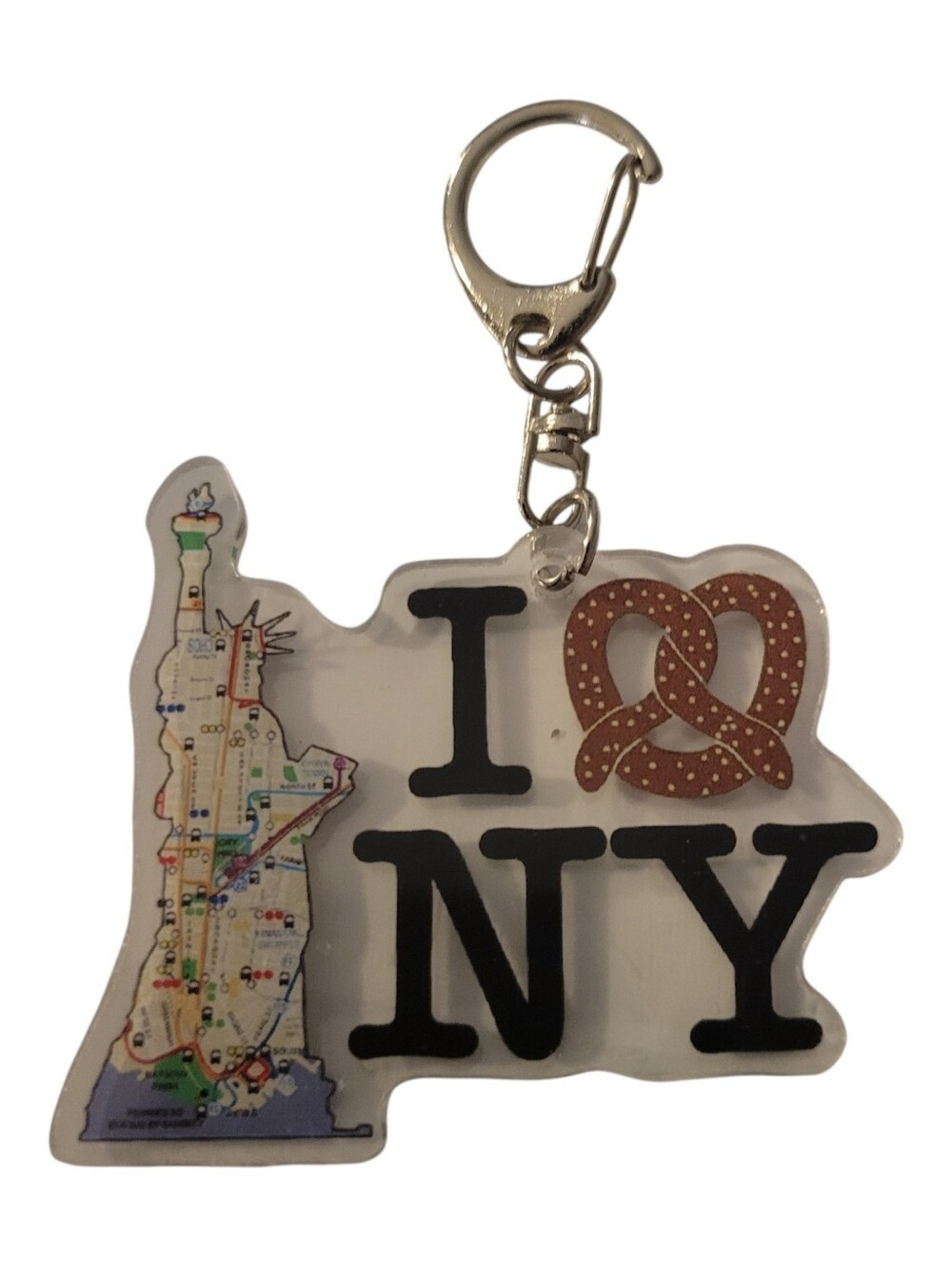 🗽NYC Statue of Liberty Keychain - Pretzel & Map